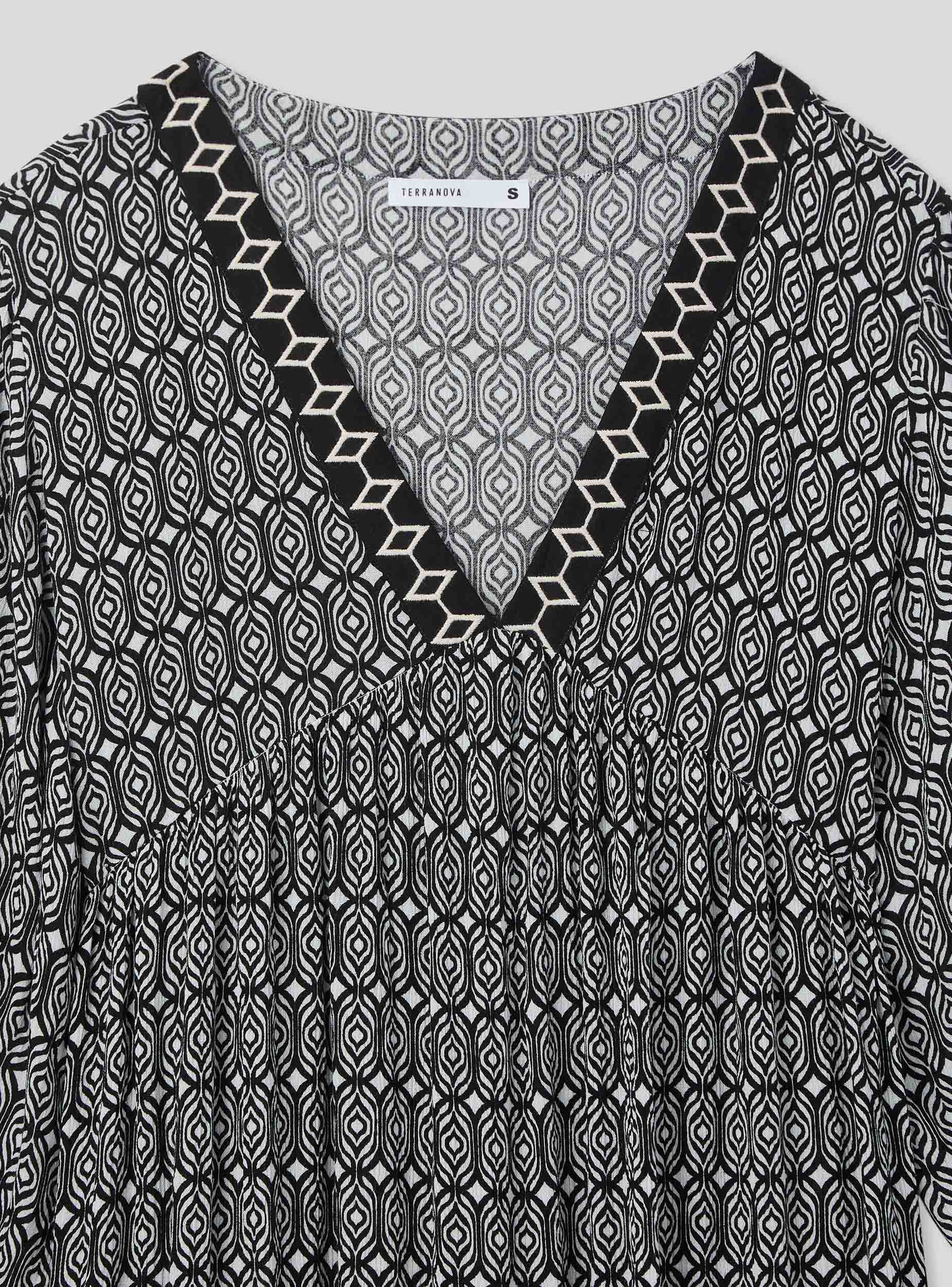 Vestito lungo con maniche lunghe a fantasia - Image 5