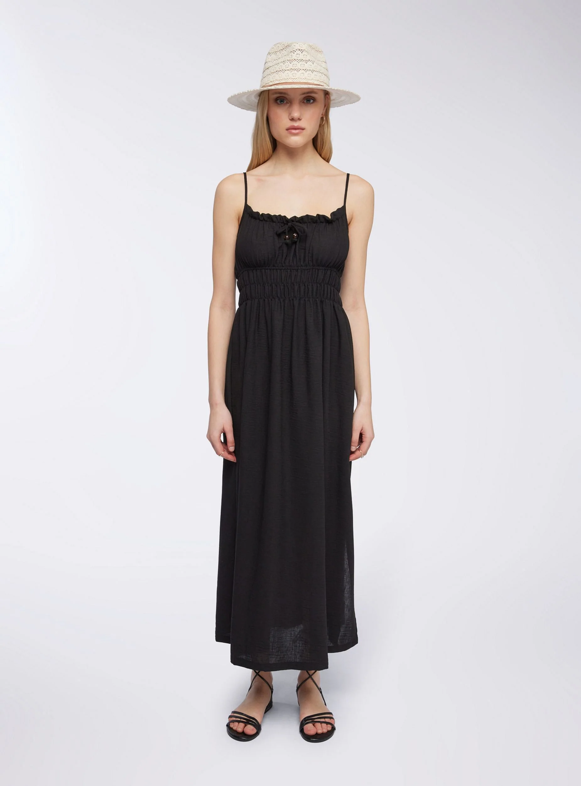 Vestito lungo con nastrini e dettaglio in legno - Image 2