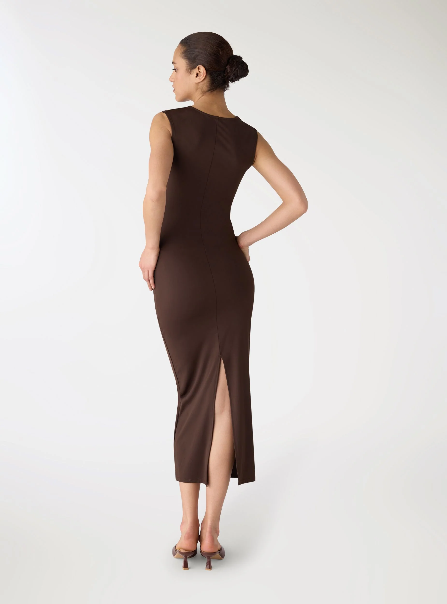 Vestito lungo con scollo quadrato e arricciature - Image 3