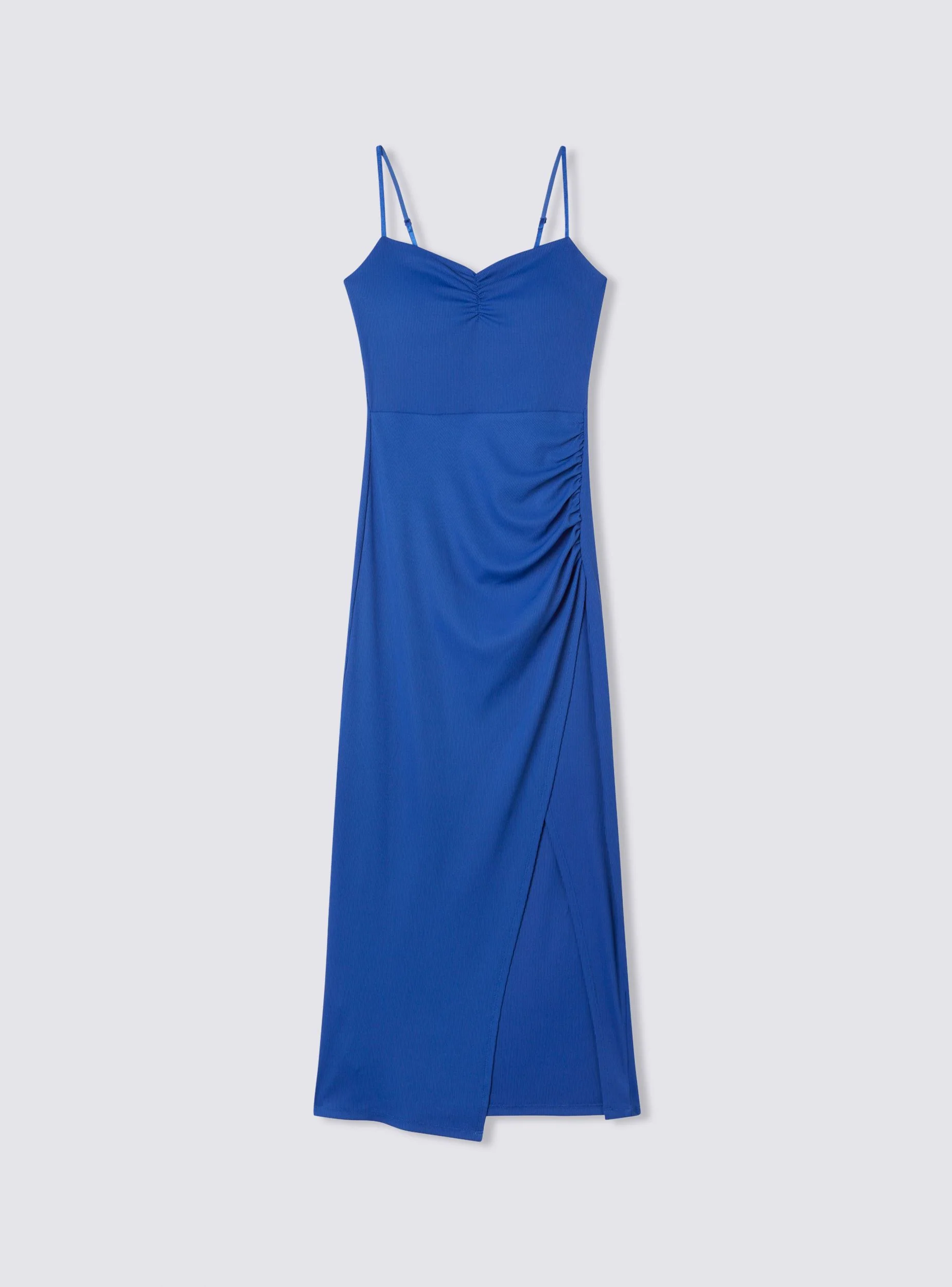 Vestito lungo con spacco e arricciature - Image 5