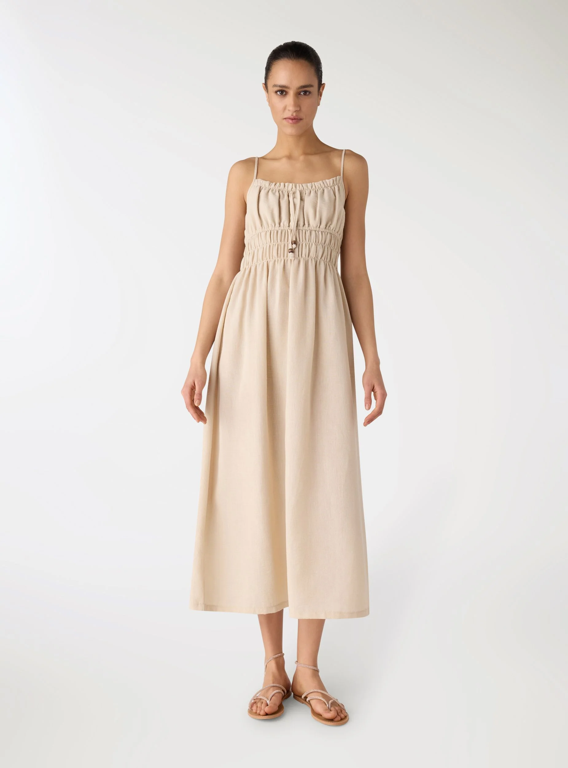 Vestito lungo con spalline sottili e balze - Image 2