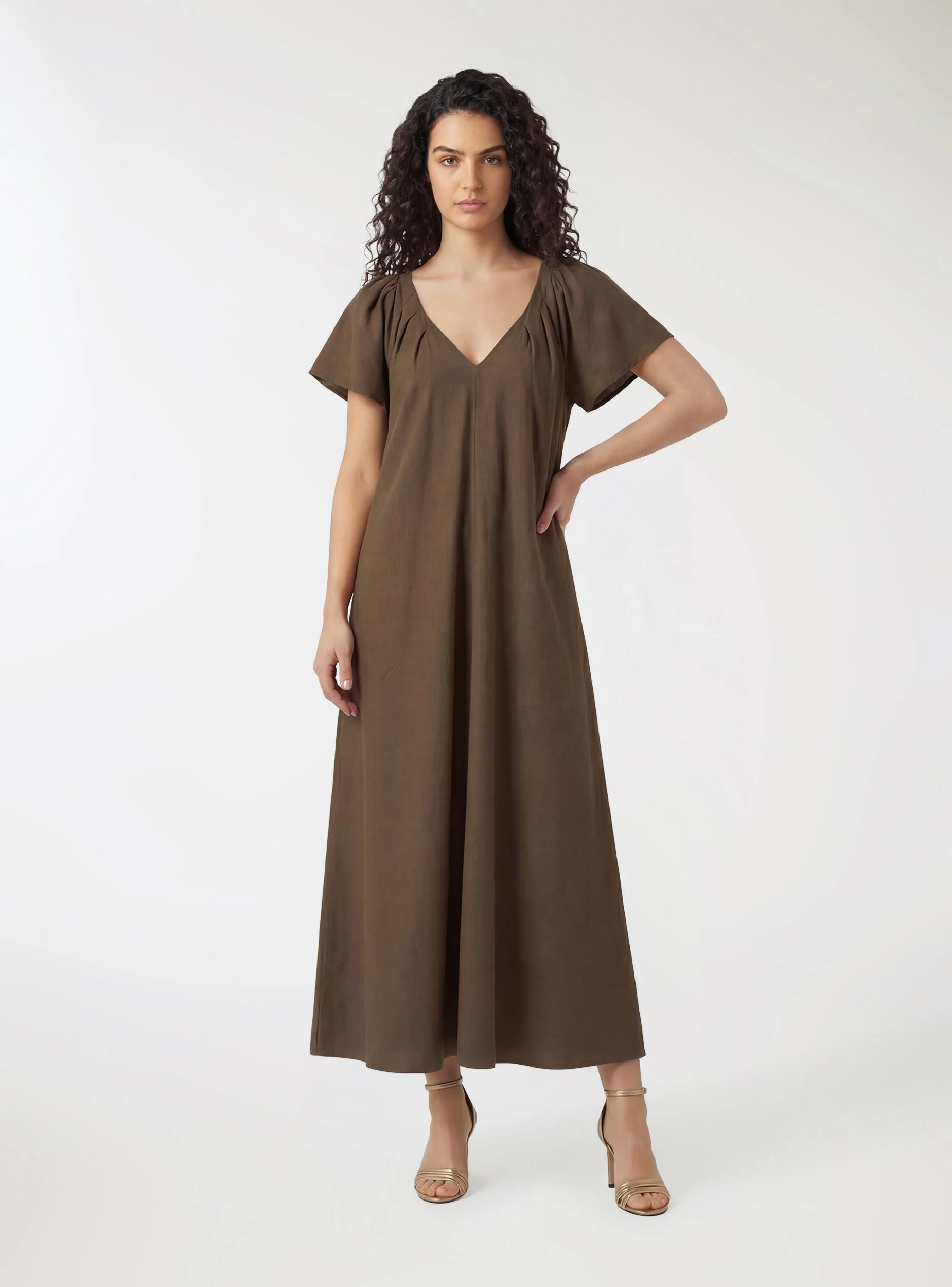 Vestito lungo effetto lino