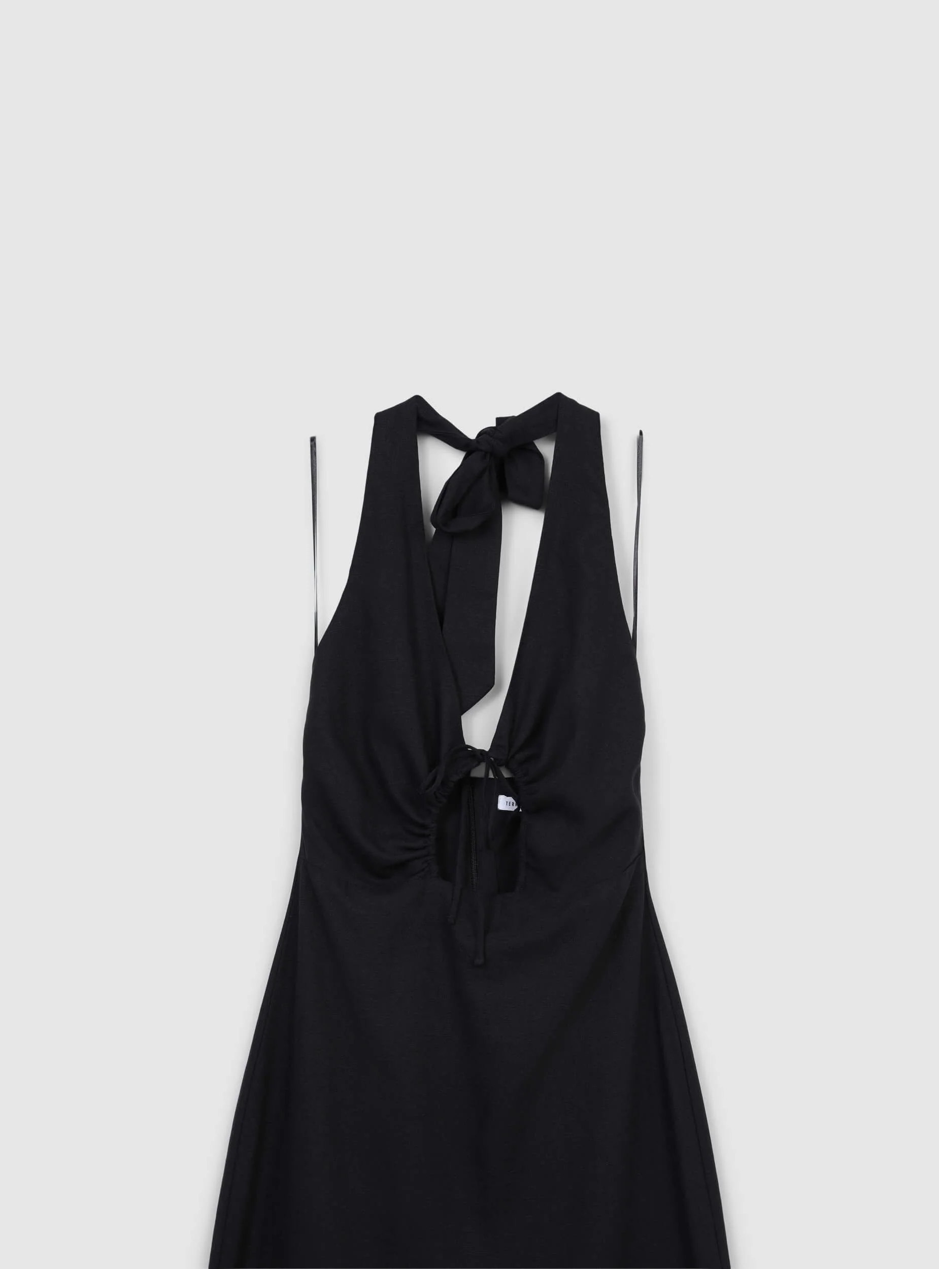 Vestito lungo effetto lino con oblò - Image 5