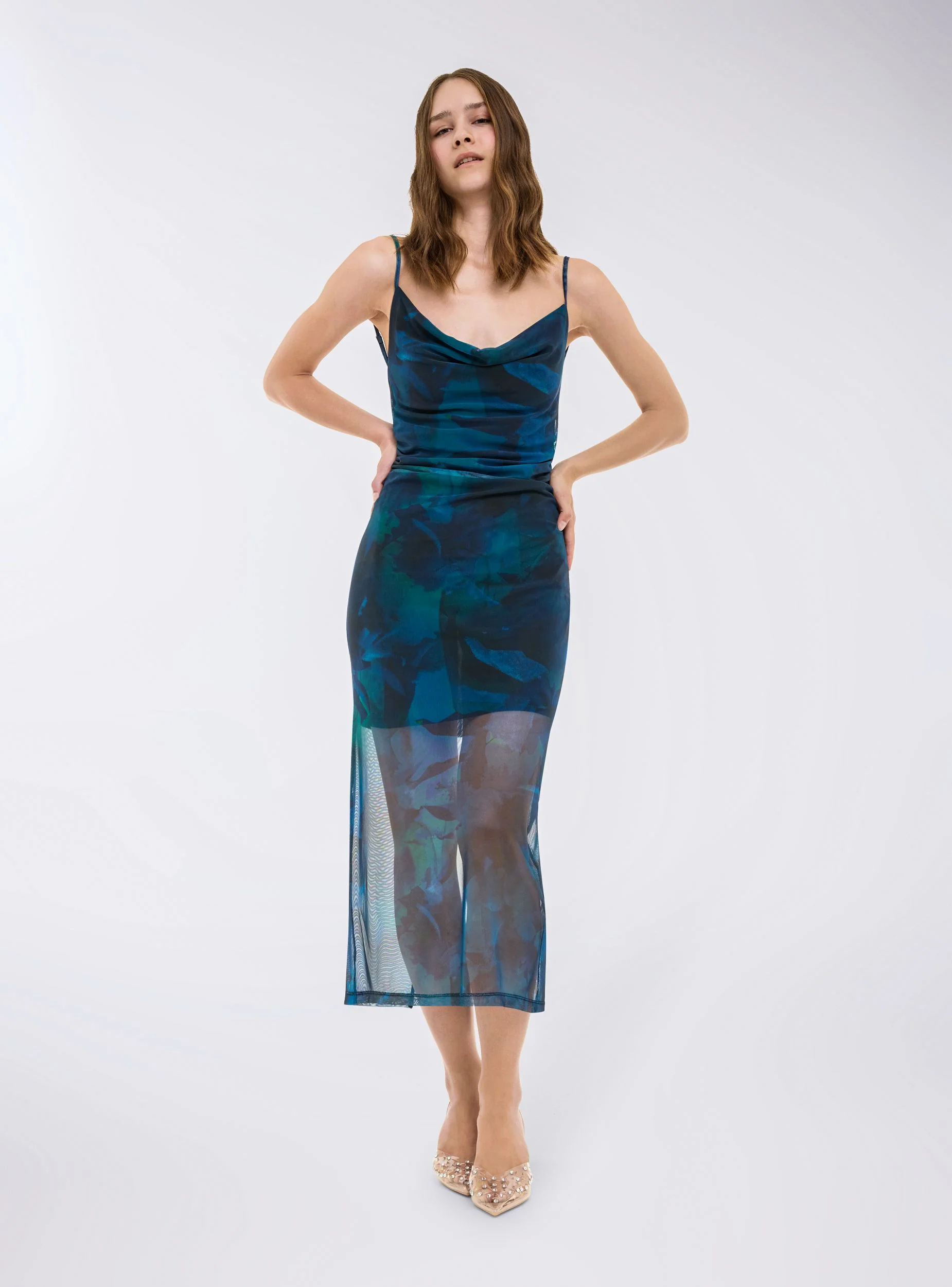 Vestito lungo fantasia sfumata - Image 3