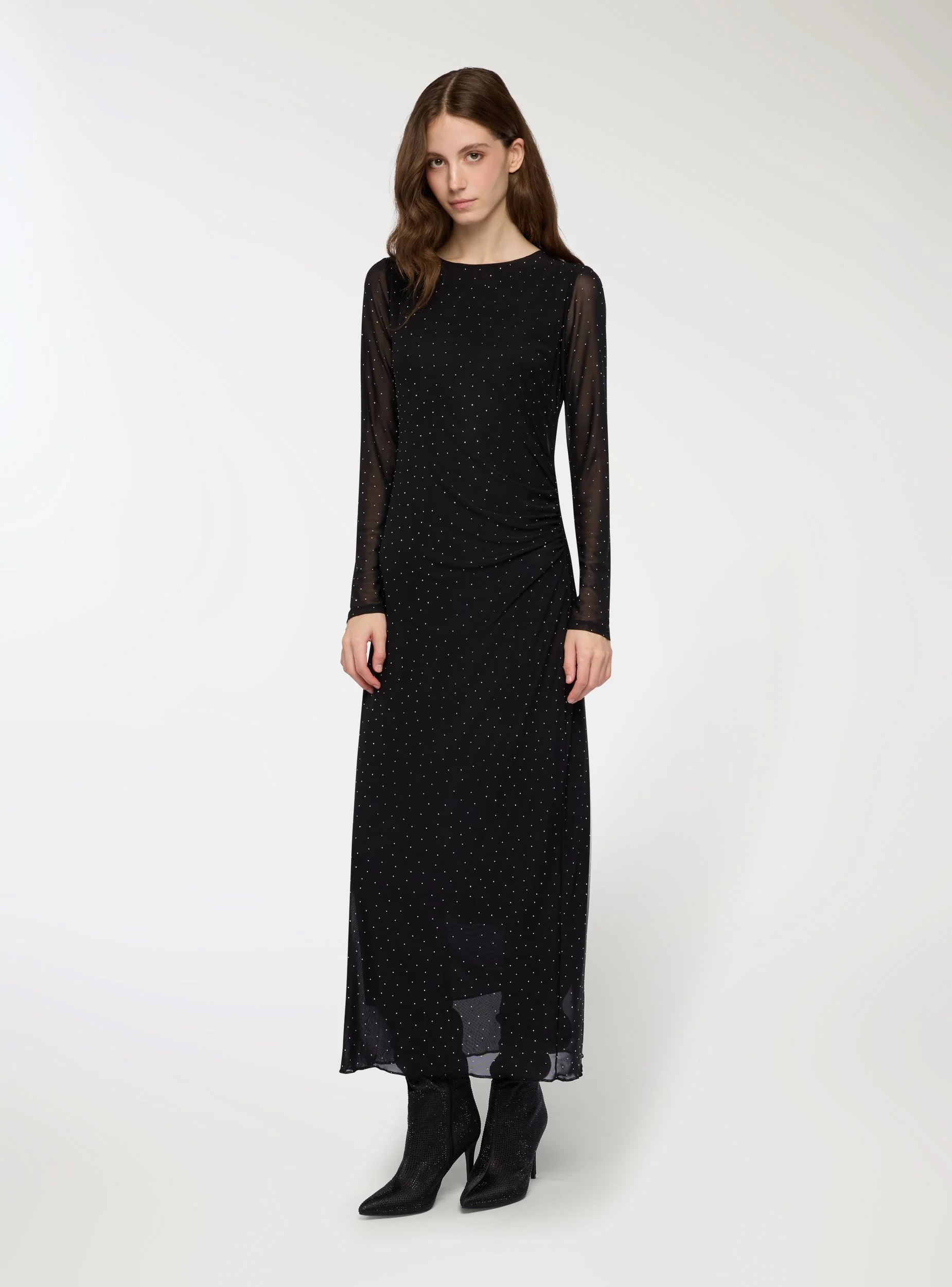 Vestito lungo in tulle con strass - Image 3