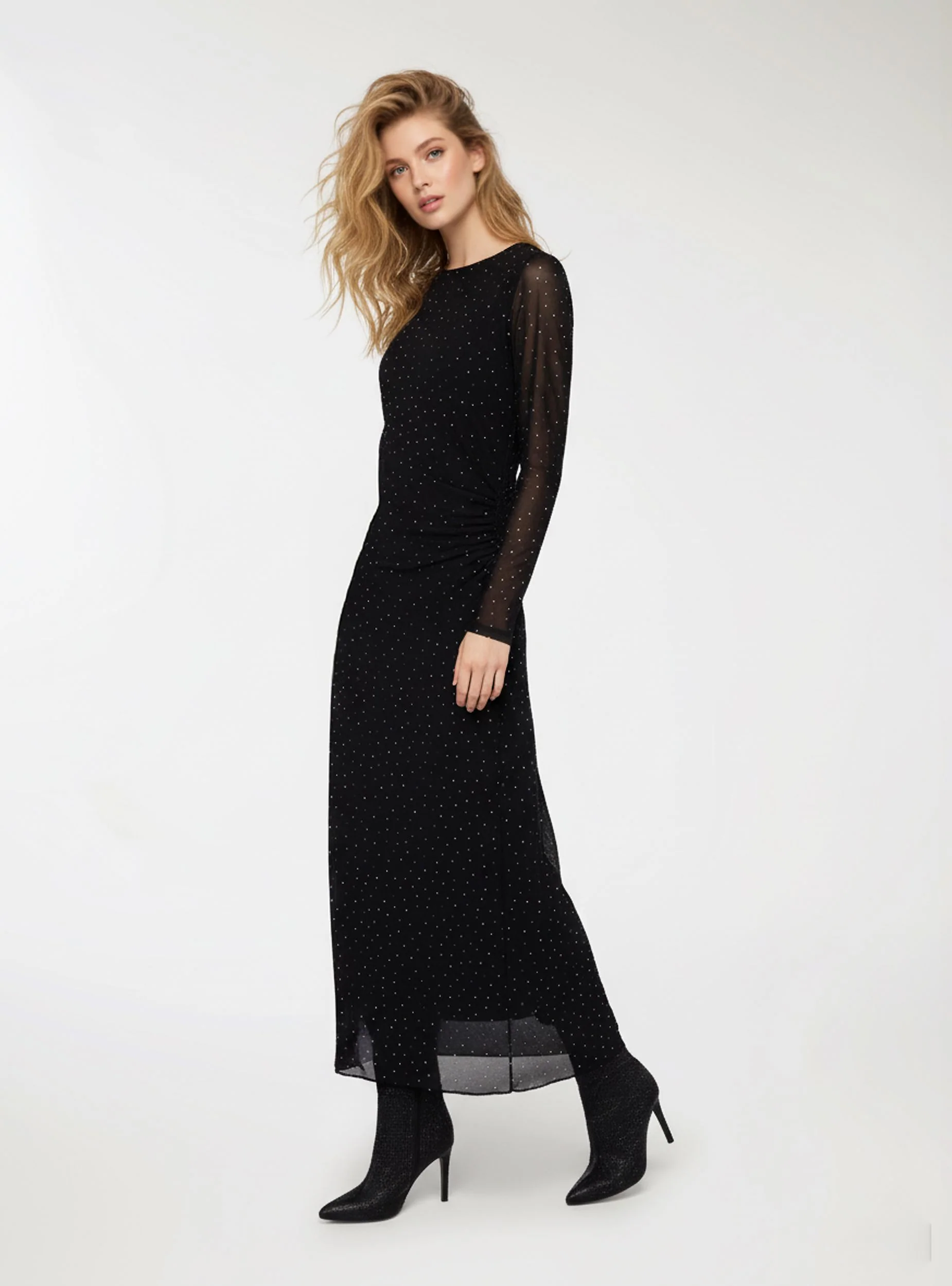 Vestito lungo in tulle con strass - Image 4