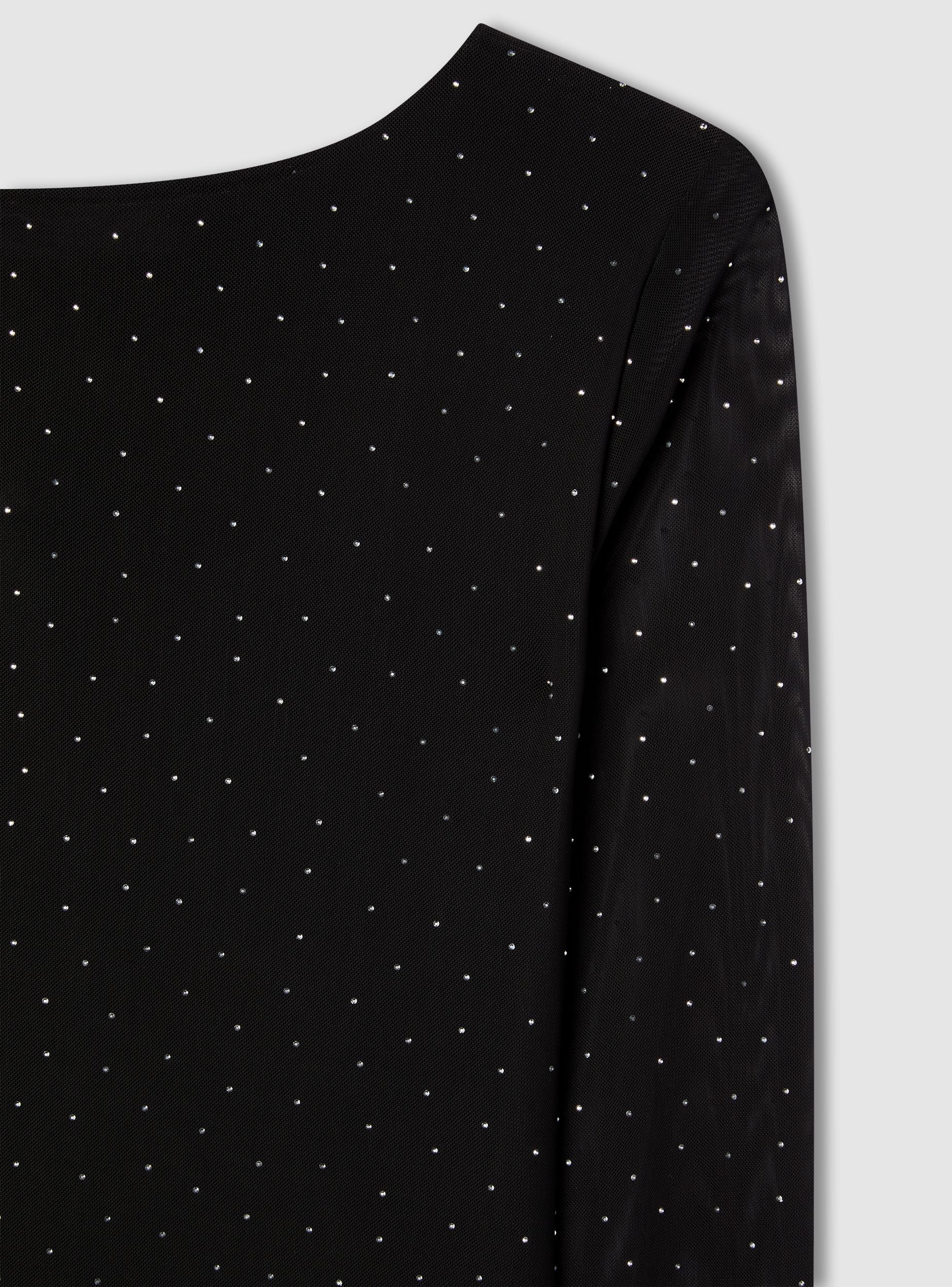 Vestito lungo in tulle con strass - Image 6