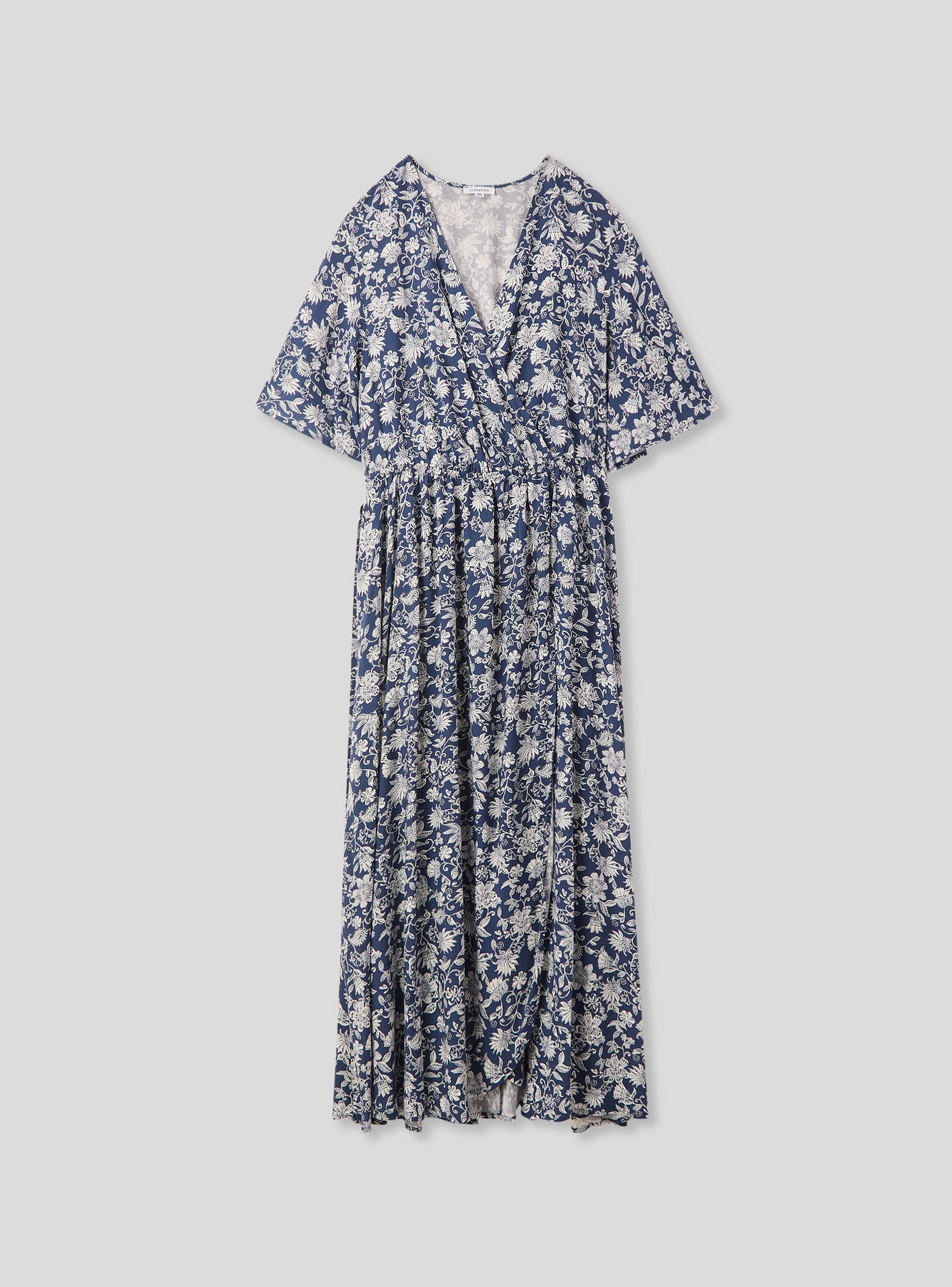 Vestito lungo incrociato fantasia fiori - Image 4