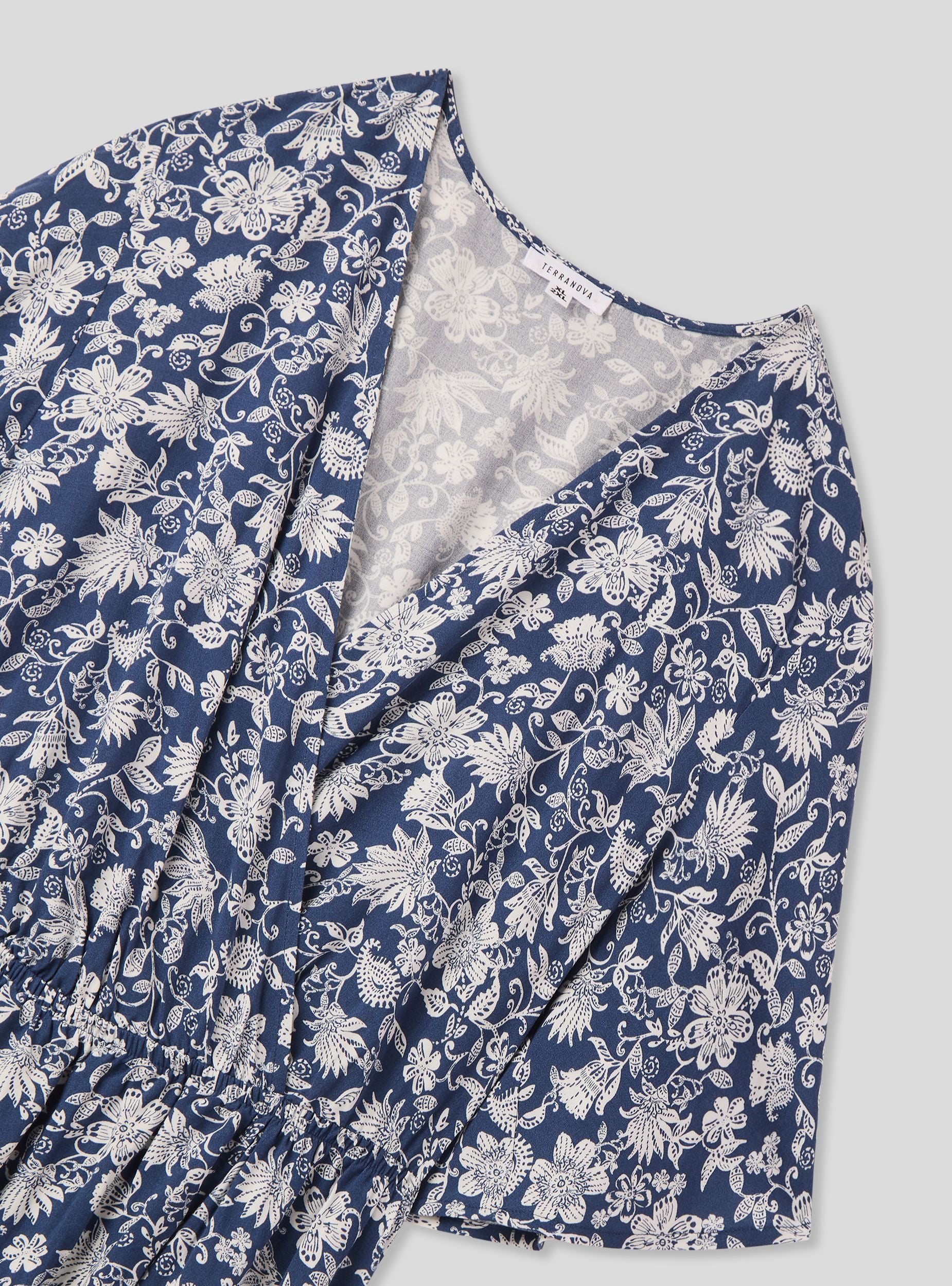 Vestito lungo incrociato fantasia fiori - Image 5