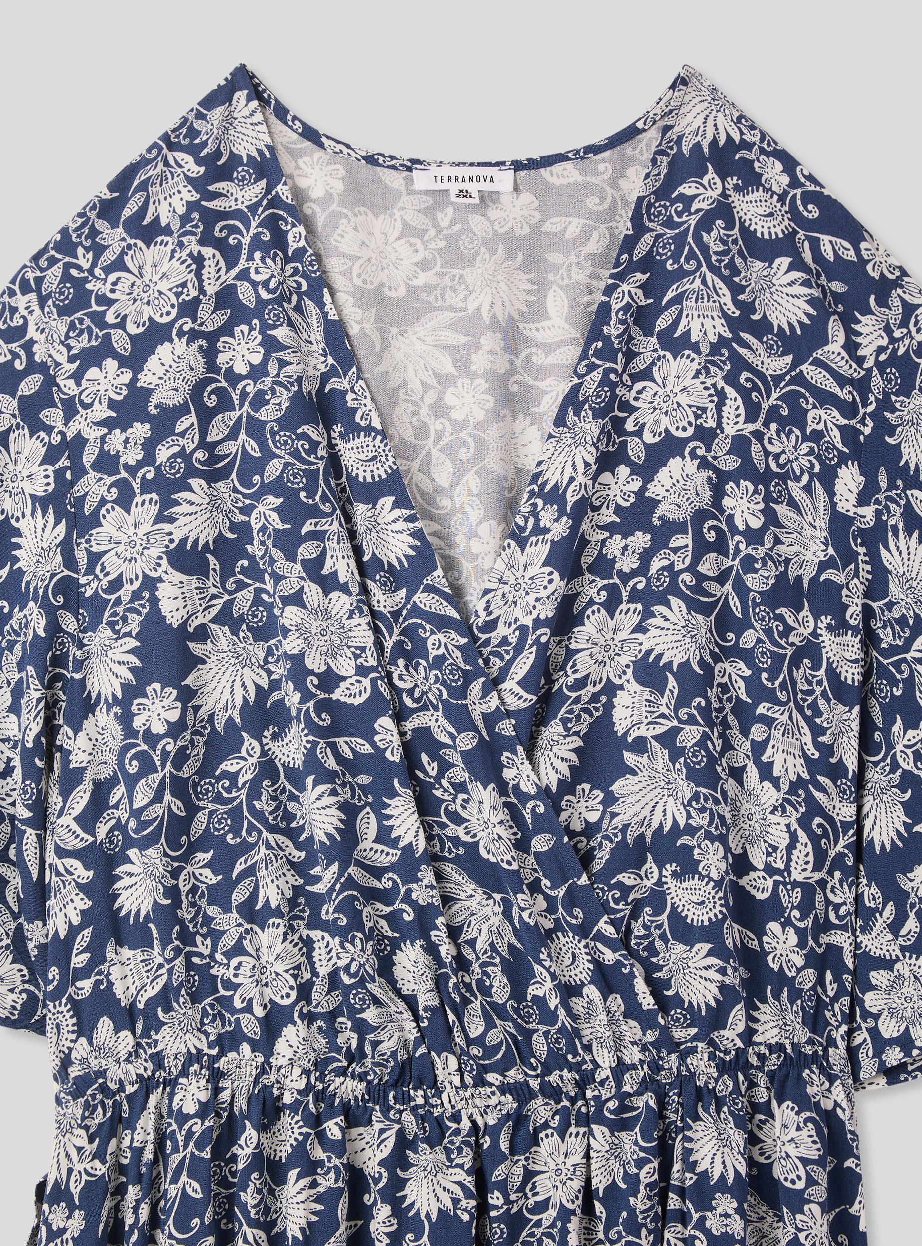 Vestito lungo incrociato fantasia fiori - Image 6