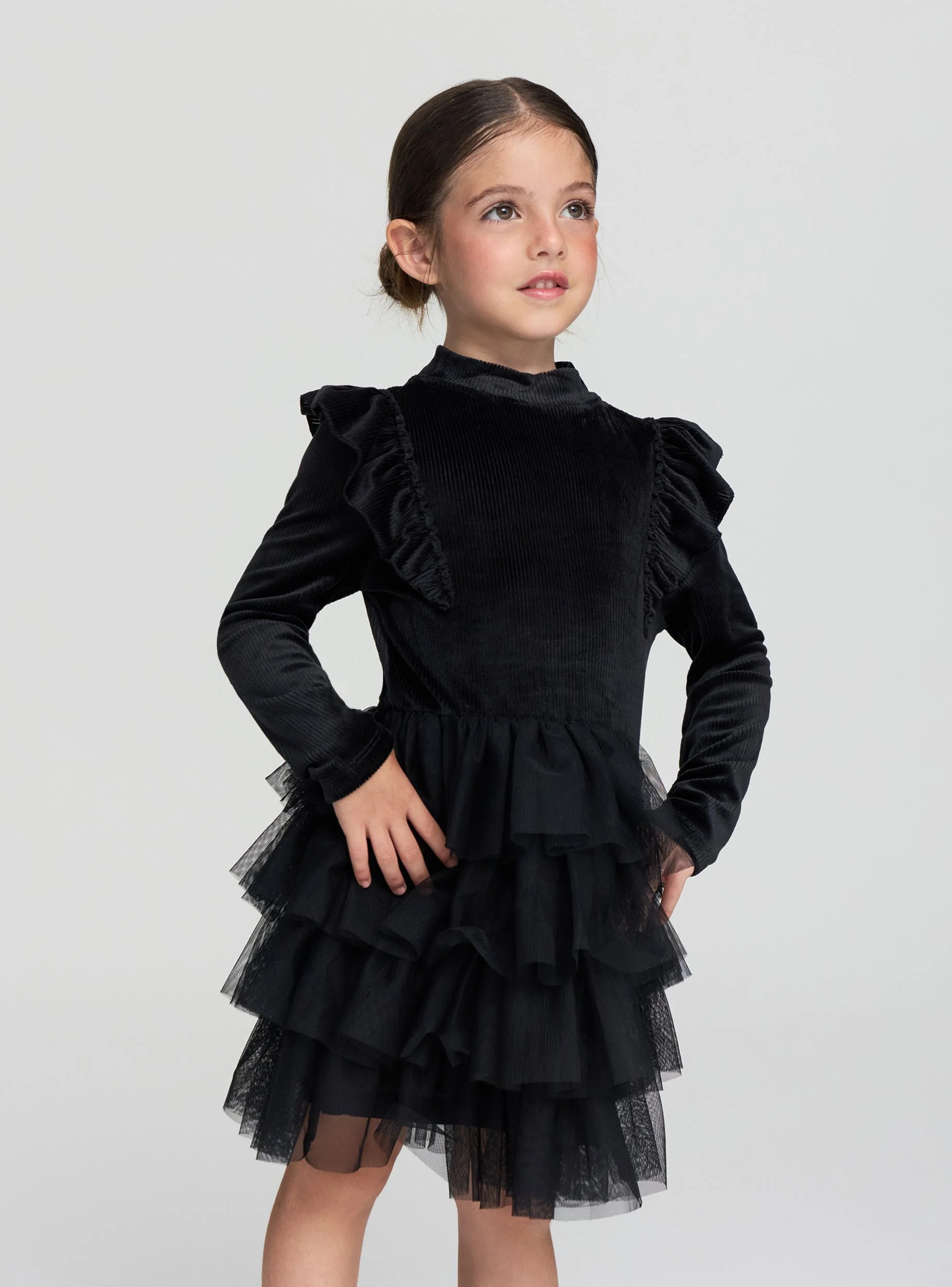 Vestito maniche lunghe con gonna a balze - Image 7