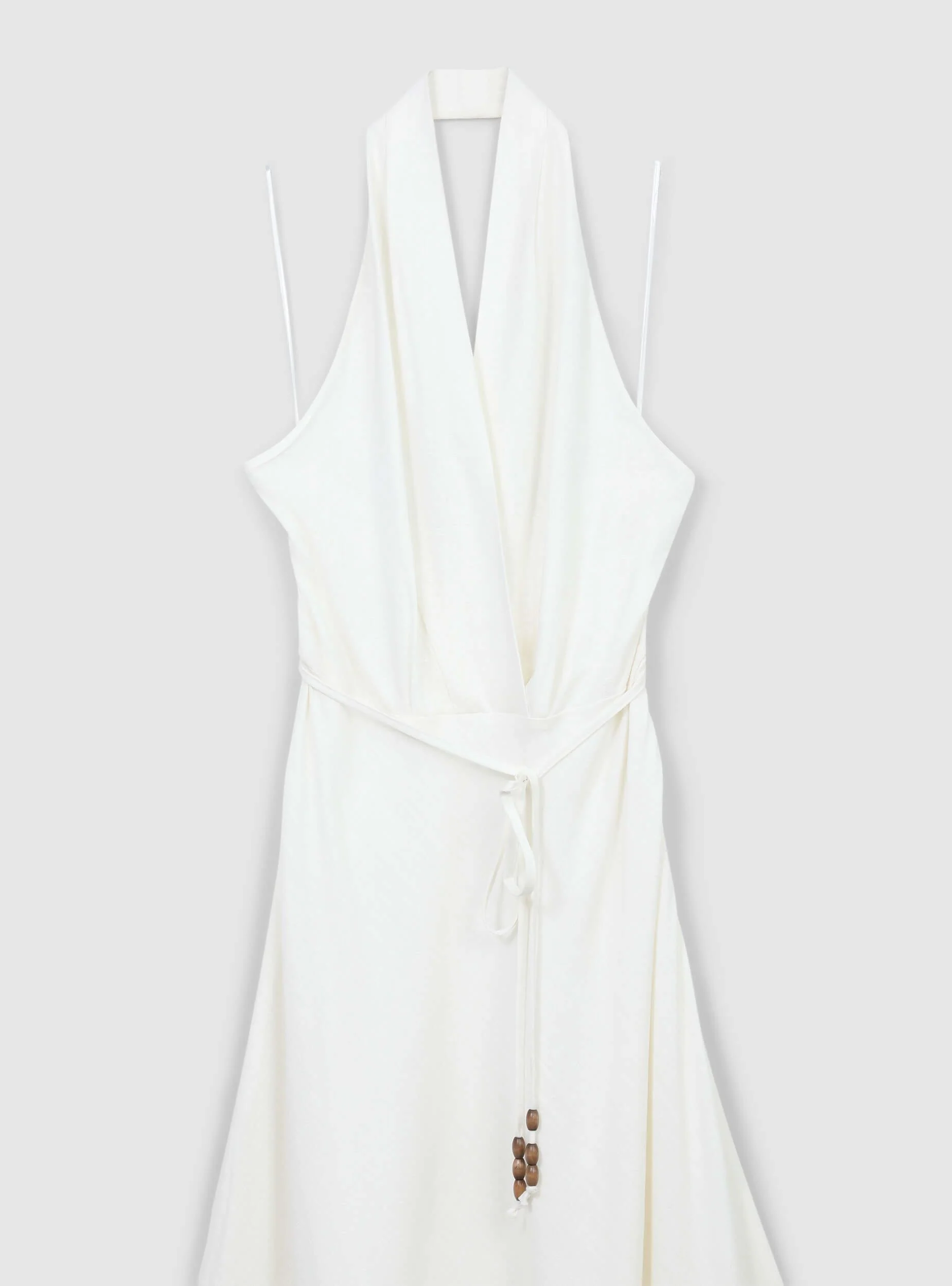 Vestito svasato scollo all'americana in misto lino - Image 5