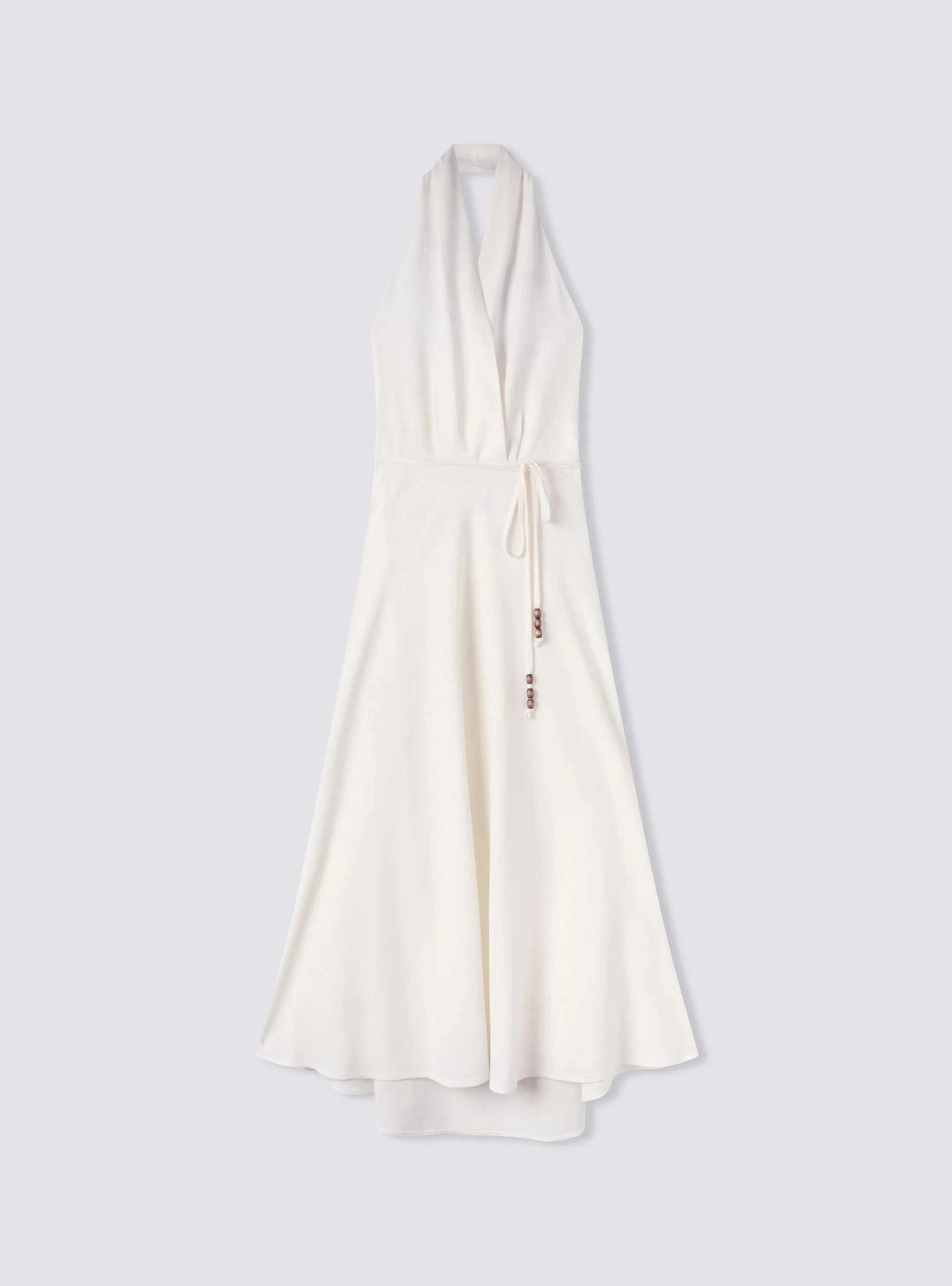 Vestito svasato scollo all'americana in misto lino - Image 7