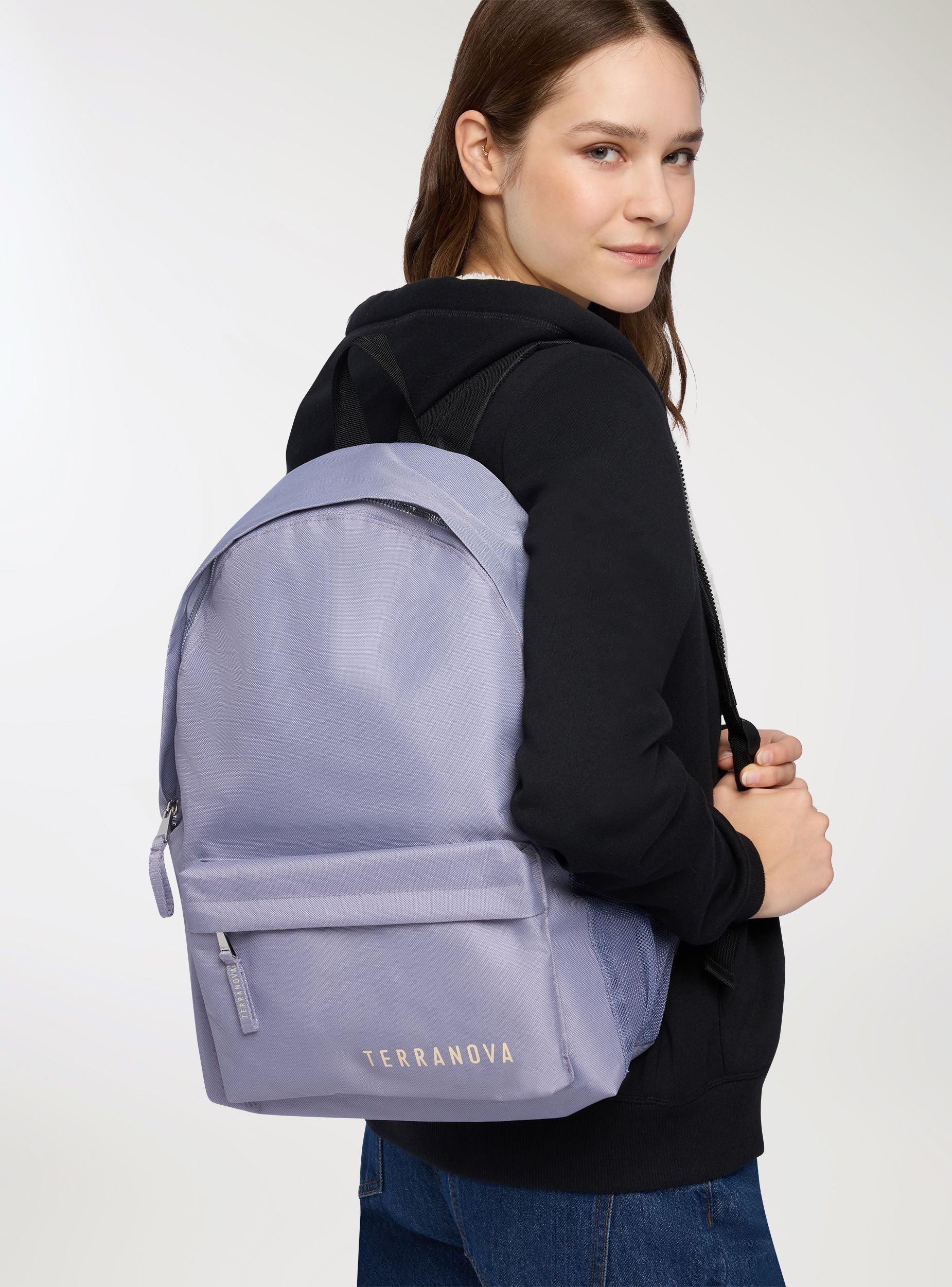 Zaino in nylon tasca frontale con logo